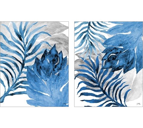 Blue Fern and Leaf 2 Piece Art Print Set by Elizabeth Medley