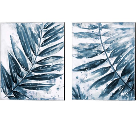 Blue Jungle Leaf 2 Piece Canvas Print Set by Patricia Pinto