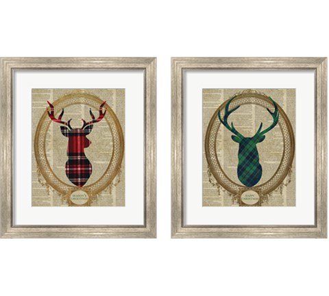 Holiday Tartan Deer  2 Piece Framed Art Print Set by SD Graphics Studio