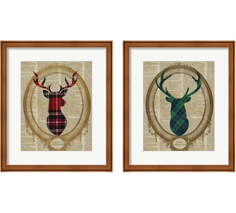 Holiday Tartan Deer  2 Piece Framed Art Print Set by SD Graphics Studio