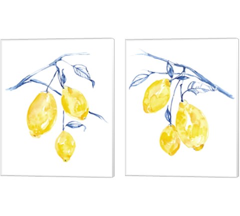 Watercolor Lemons 2 Piece Canvas Print Set by Jennifer Goldberger