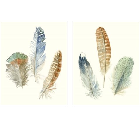 Watercolor Feathers 2 Piece Art Print Set by Megan Meagher