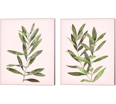 Soft Pink Leaves 2 Piece Canvas Print Set by Grace Popp
