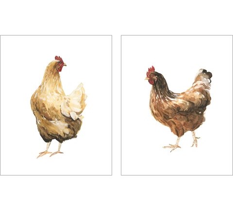 Autumn Chicken 2 Piece Art Print Set by Emma Scarvey