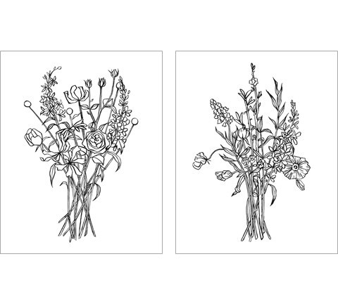 Black & White Bouquet 2 Piece Art Print Set by Emma Scarvey