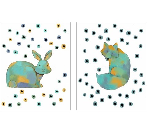 Polka Dot Watercolor Animals 2 Piece Art Print Set by Judi Bagnato