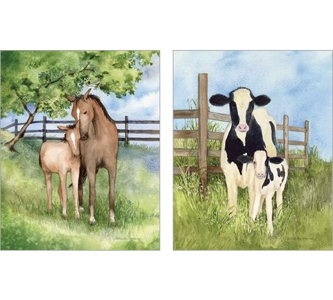 Farm Family Cows & Animals 2 Piece Art Print Set by Kathleen Parr McKenna