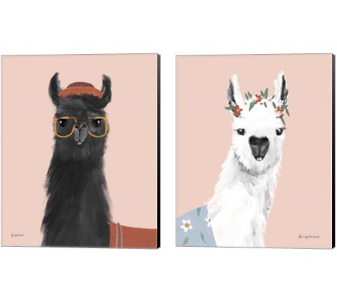 Delightful Alpacas 2 Piece Canvas Print Set by Becky Thorns