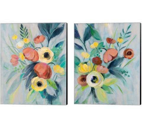 Colorful Elegant Floral 2 Piece Canvas Print Set by Silvia Vassileva