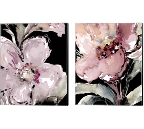 Happy Bloom on Black 2 Piece Canvas Print Set by Lanie Loreth