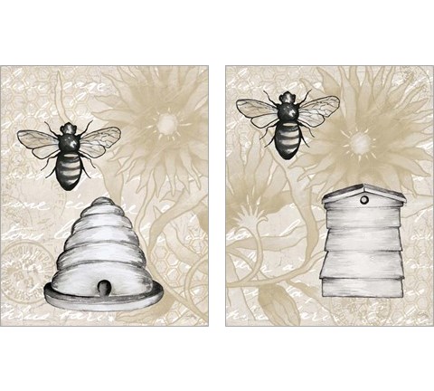 Bee Hives 2 Piece Art Print Set by Elizabeth Medley