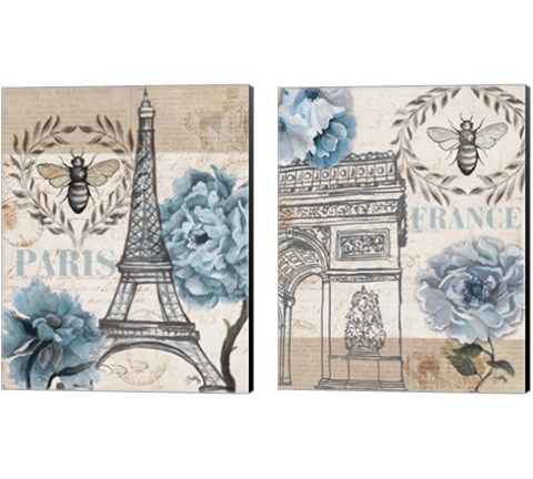 Paris Bee 2 Piece Canvas Print Set by Elizabeth Medley