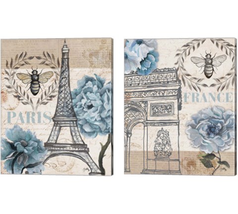 Paris Bee 2 Piece Canvas Print Set by Elizabeth Medley