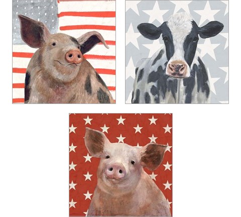 Patriotic Farm 3 Piece Art Print Set by Victoria Borges