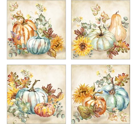 Watercolor Harvest Pumpkin 4 Piece Art Print Set by Tre Sorelle Studios