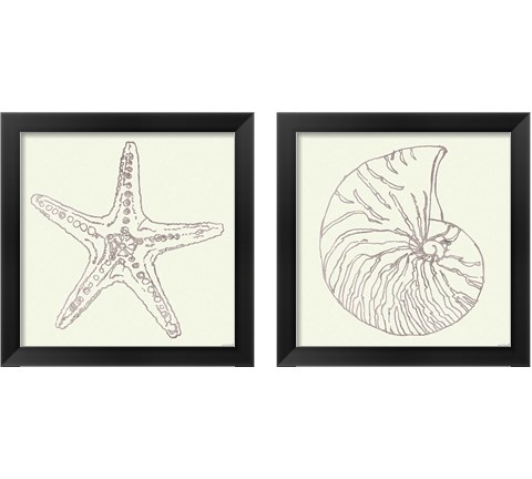 Coastal Breeze Sketches Silver 2 Piece Framed Art Print Set by Anne Tavoletti