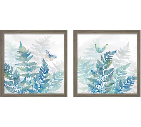 Indigo Ferns 2 Piece Framed Art Print Set by Cynthia Coulter