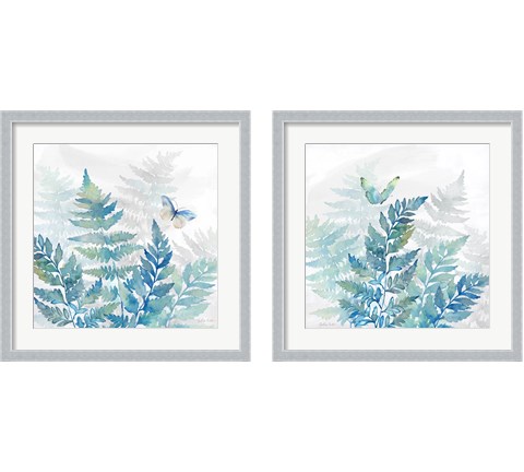 Indigo Ferns 2 Piece Framed Art Print Set by Cynthia Coulter