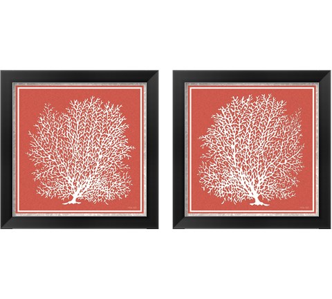 Coastal Coral on Red 2 Piece Framed Art Print Set by Cindy Jacobs
