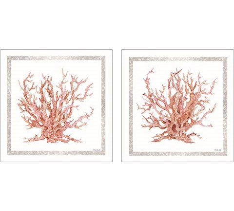 Pink Coastal Coral  2 Piece Art Print Set by Cindy Jacobs