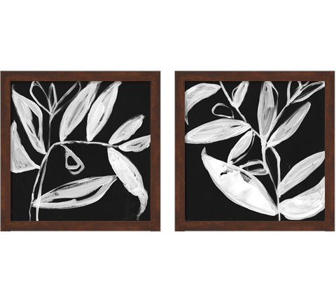 Quirky White Leaves 2 Piece Framed Art Print Set by Jennifer Goldberger