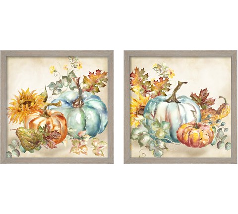 Watercolor Harvest Pumpkin 2 Piece Framed Art Print Set by Tre Sorelle Studios