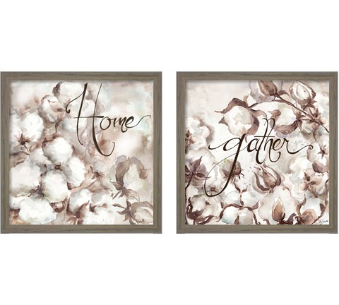 Cotton Boll Triptych Sentimen 2 Piece Framed Art Print Set by Tre Sorelle Studios