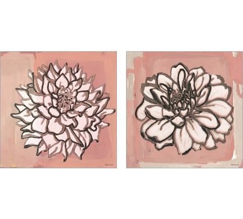 Pink and Gray Floral  2 Piece Art Print Set by Stellar Design Studio