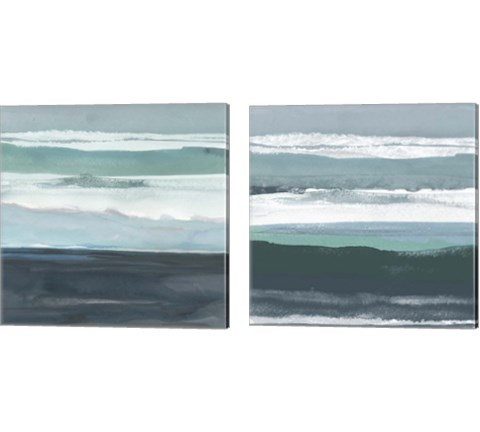 Teal Sea 2 Piece Canvas Print Set by Rob Delamater