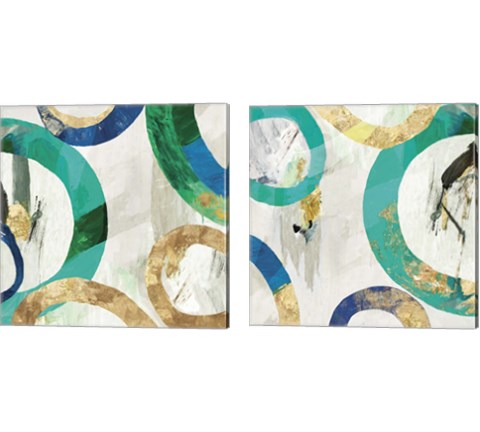 Green Rings 2 Piece Canvas Print Set by Tom Reeves