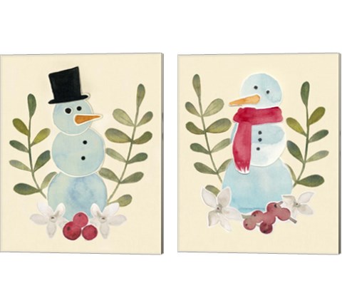 Snowman Cut-out  2 Piece Canvas Print Set by Grace Popp