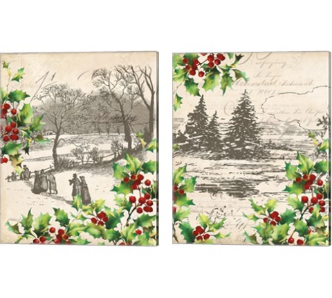 Vintage Holiday 2 Piece Canvas Print Set by Katie Pertiet