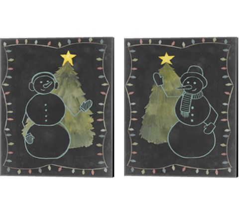 Chalkboard Snowman 2 Piece Canvas Print Set by Grace Popp