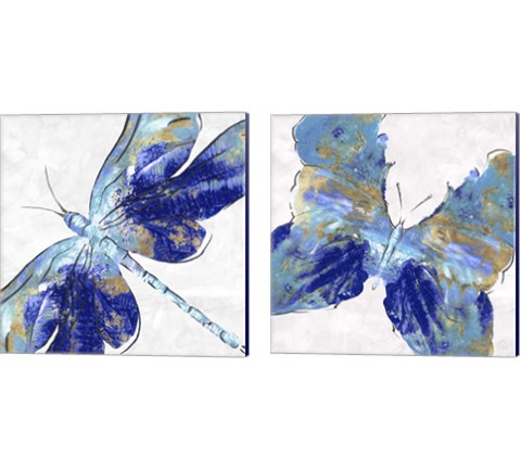 Blue Insect 2 Piece Canvas Print Set by Eva Watts