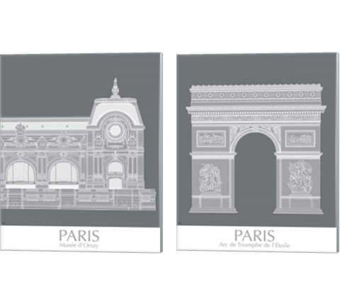 Paris Landmark 2 Piece Canvas Print Set by Fab Funky
