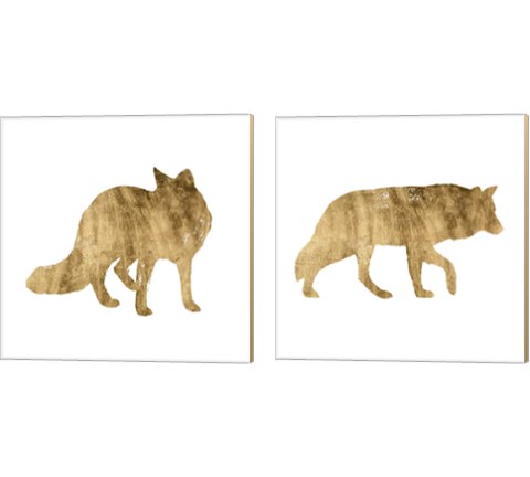 Brushed Gold Animals 2 Piece Canvas Print Set by Grace Popp