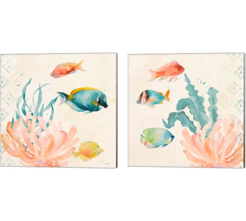 Tropical Teal Coral Medley 2 Piece Canvas Print Set by Lanie Loreth