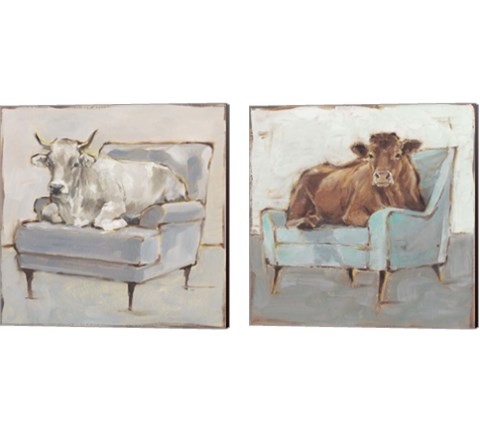 Moo-ving In 2 Piece Canvas Print Set by Ethan Harper