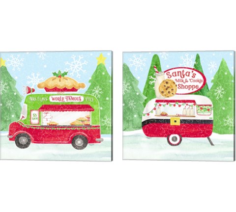 Food Cart Christmas 2 Piece Canvas Print Set by Tara Reed