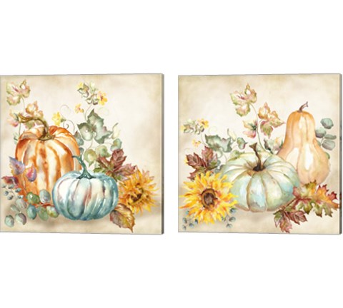 Watercolor Harvest Pumpkin 2 Piece Canvas Print Set by Tre Sorelle Studios