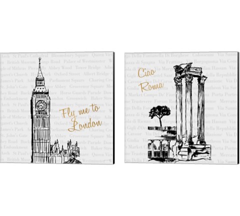 Travel Pack 2 Piece Canvas Print Set by Nick Biscardi