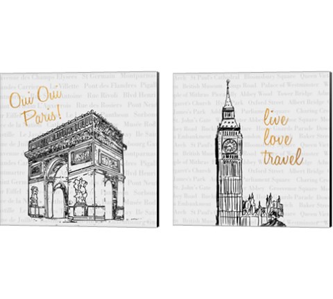 Travel Pack 2 Piece Canvas Print Set by Nick Biscardi