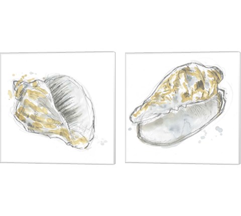 Citron Shell Sketch 2 Piece Canvas Print Set by June Erica Vess