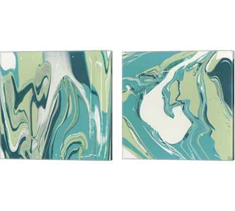 Flowing Teal 2 Piece Canvas Print Set by Studio W