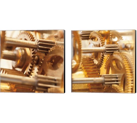 Gilded Gears 2 Piece Canvas Print Set by Laura Marshall