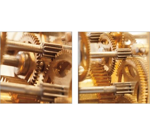 Gilded Gears 2 Piece Art Print Set by Laura Marshall
