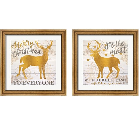 It's the Most Wonderful Time Deer 2 Piece Framed Art Print Set by Cindy Jacobs