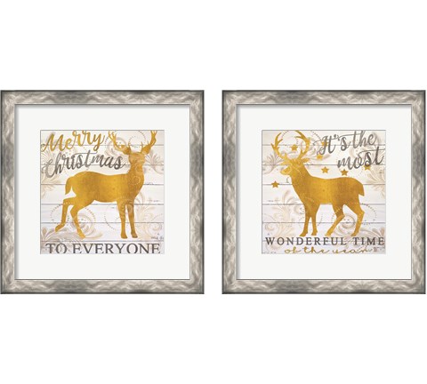 It's the Most Wonderful Time Deer 2 Piece Framed Art Print Set by Cindy Jacobs