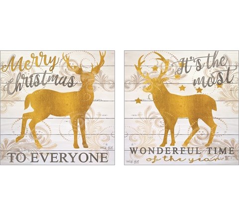 It's the Most Wonderful Time Deer 2 Piece Art Print Set by Cindy Jacobs