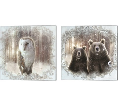 Enchanted Winter Bears 2 Piece Canvas Print Set by Bluebird Barn